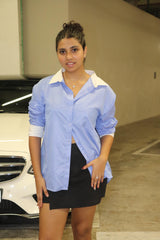 Long sleeve blue striped shirt